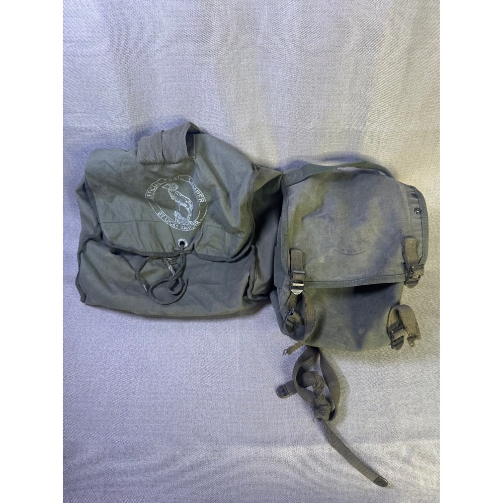 Vintage Lucky Rainger Canvas Rucksack Backpack & Field Bag Lot Made in Japan OD